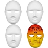 MAGICLULU 4 Pcs White Full Face Masks Unpainted Masquerade Paper Mask Blank Paintable Paper Mache for Craft Halloween Mardi Masquerade Cosplay 9.43 x 7.07 x 0.39Inch
