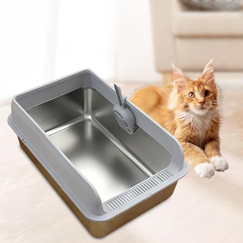 Bac à litière pour chat design gris clair idéal pour un salon propre et sans odeur - 7