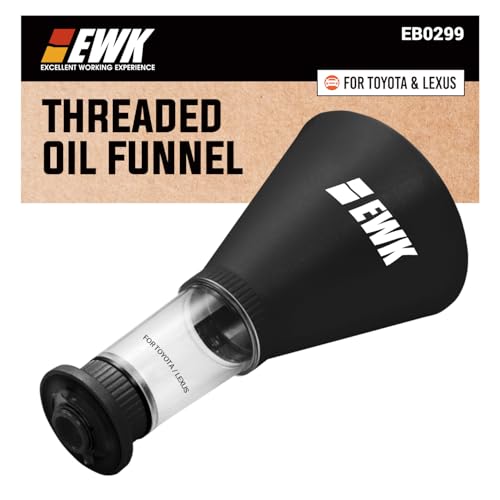 EWK Oil Funnel Threaded Engine Oil Fill Funnel, Secure No-Leak Design for Toyota & Lexus Engines, Hands-Free Spill-Free Oil Change Tool for DIY Owners & Professional Technicians