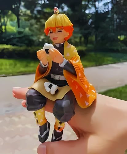 Image of Zenitsu Sitting Premium Action Figures Collectible for Office Desk, Study Table, Car Dashboard, Decoration for Anime Lovers, Fans, Kids, Collectors - Zenitsu 14cm
