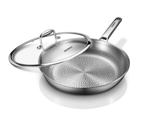 Roomena Titanium frying pan for cooking,12-Inch with lid, skillet