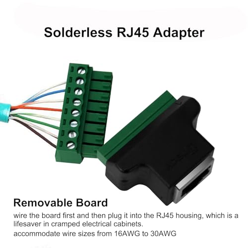 DTECH Adaptador 2 Pack RJ45 Hembra a Terminal Screw 8 Pines miniatura 3
