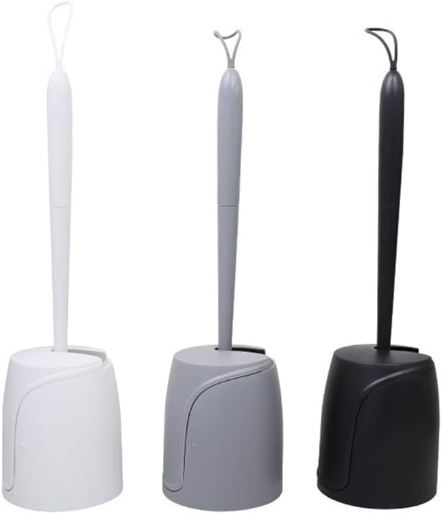 Toilet Brush Holder Toilet Brush Set Long Handle Bathroom Cleaning Silicone(Gris)