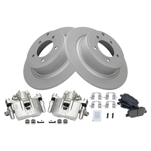 Image of TRQ Rear Brake Pad and Rotor Set Ceramic G Coated Rotors Calipers Compatible with 2013 Mitsubishi Outlander