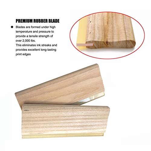 Tianiuseen Screen Printing Squeegee Wooden Widened Water Scraper 65 Durometer With Rubber Blade And Lumber Handle 18 Inches Long 5.2 Inches Wide #TOP2