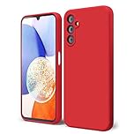 oakxco for Samsung Galaxy A14 5G Case Silicone, Thin Slim Grip Soft Rubber Gel Protective Phone Case for Women, Matte Plain Solid Color Aesthetic Cute Girly Case with Camera Cover, Red