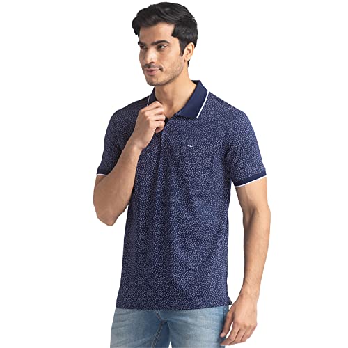 Image of Colorplus Men's Pure Cotton Print Pattern Tailored Fit Polo Neck Half Sleeve Casual T-Shirt