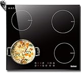 Plaque à Induction 4 Foyers avec Prise, Karinear 4 Feux Encastrable, Table de Cuisson avec Commande Tactile, Sécurité Enfant, Minuterie, Plaque de Cuisson Electrique 3500W