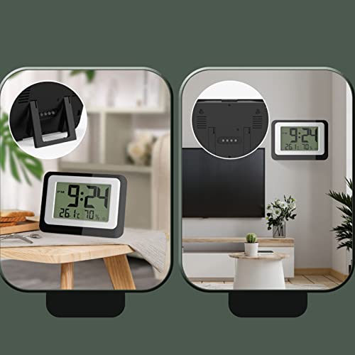 Relógio de parede digital operado por bateria, relógios de mesa com temperatura e umidade e alarme m