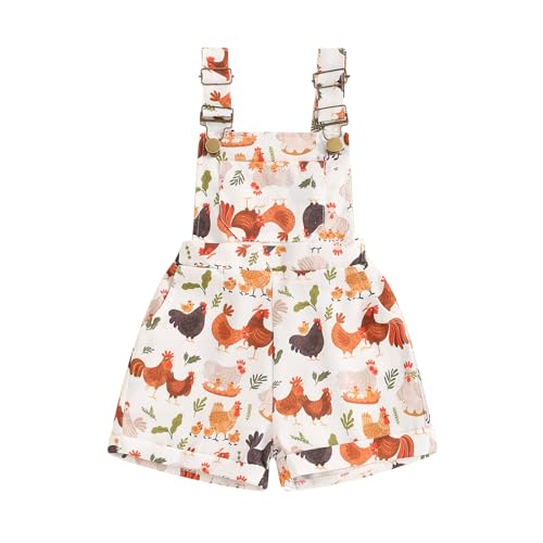 Image of Afunbaby Toddler Baby Girl Summer Clothes Floral Overalls Suspender Shorts Romper Jumpsuit Little Girls Outfit Clothing