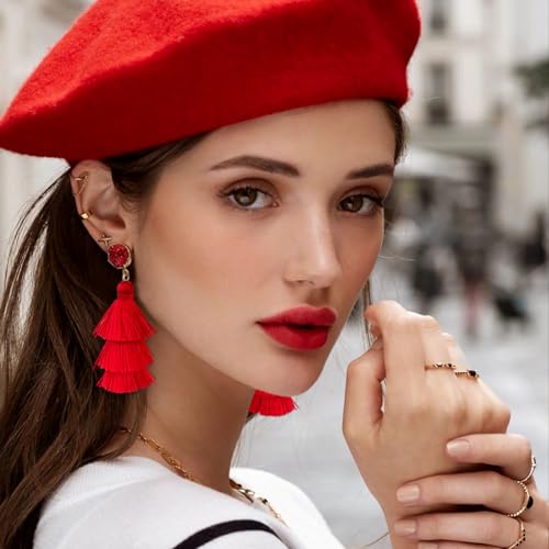 Me&Hz Colorful Layered Tassel Earrings Bohemian Statement Tiered Tassel Big Dangle Drop Earrings for Women Druzy Studs Christmas Mother's Day Gift4