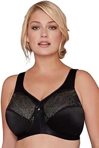 Full Figure Plus Size Wirefree MagicLift Iridescent Lace Bra - Madison #7001 Black
