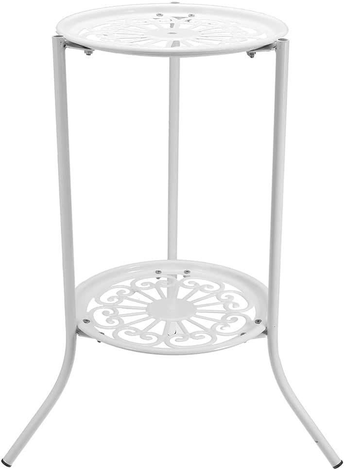 2 Layers Flower Stand Metal Plant Pot Stand Flower Display Shelf For Flower Pots Garden Balcony(Onecolor)
