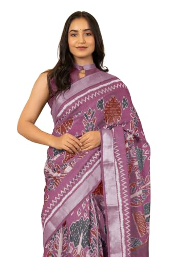 Image of MIRCHI FASHION Saree for Woman Cotton Blend Printed | Traditional Ethnic Sari for Ceremonial Use and Farewell with Blouse Piece