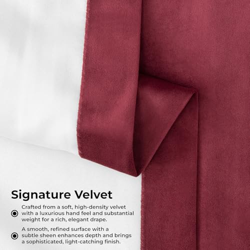 Image of HPD Half Price Drapes Velvet Blackout Curtains /Drapes - 84 Inches Long 1 Panel Blackout Curtain Signature Pleated for Living Room & Bedroom - 25W X 84L, Burgundy