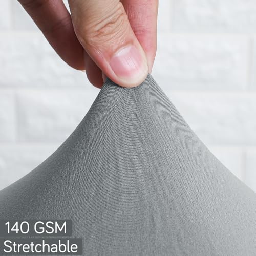 Image of HOKIPO 'SereneSolids' 140 GSM Office Chair Cover for Task Chair - 140 GSM Stretchable Fabric - Washable & Anti-Slip - Fits Small Office Chairs Without Headrest, Smokey Grey (AR-5224-SGRY)