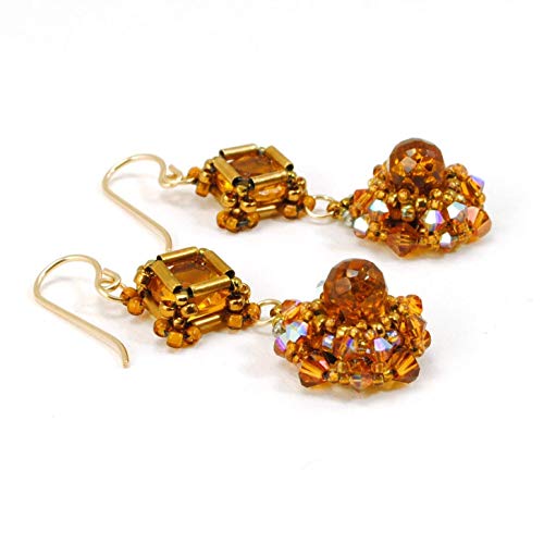 Burnt Orange Earrings Handcrafted in 14K Gold Filled with