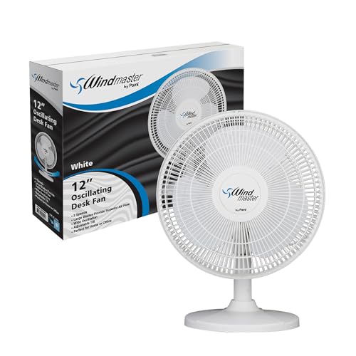 PAMI 16 in Oscillating Desk Fan,3 Speed,Adjustable Tilt,Portable,White
