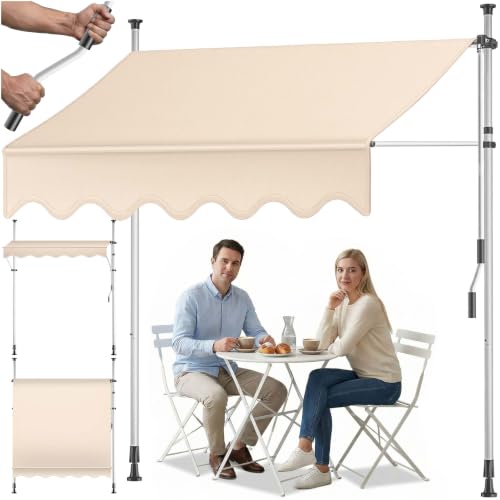 KESSER® Klemmmarkise mit Handkurbel Balkon | Balkonmarkise ohne...