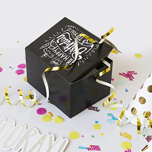 FETTIPOP Gift Box Surprise Exploding Confetti Kit (Black Premium) Happy Birthday, Prank Pop Up 7.2x5.5x4.3 in. - Thumbnail 4