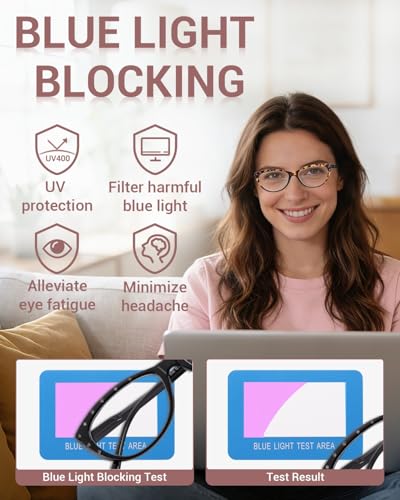 Image of LUFF Reading Glasses for Women Blue Light Blocking,4 Pairs 4 Color Elegant Computer Glasses With Bling Diamond,Cat Eye Design