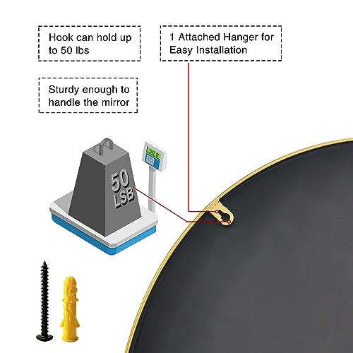 Ipouf Round Mirror, 24 Inch Gold Wall Mounted Metal Frame Mirror For Bathroom, Entryway, Living Room, Vanity #TOP5