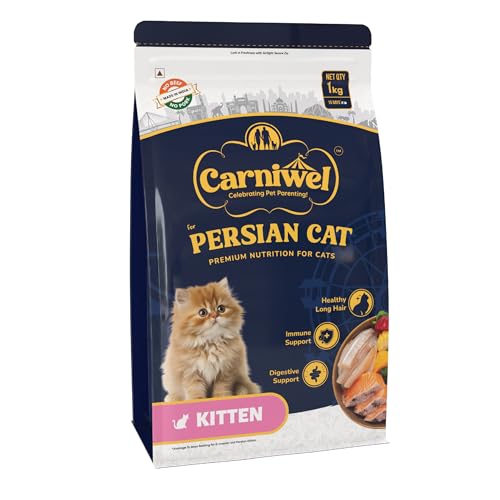 Image of Carniwel Persian Kitten Dry Cat Food with Antarctic Krill | 3X Healthy Skin & Coat | Easy Digestion & Hairball Reduction, 1Kg