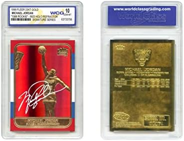 Fleer 1998 Michael Jordan FLEER '86 Rookie 23K Gold Card R/W/B RED PRIZM Holo Refractor Signature Series - Graded Gem Mint 10