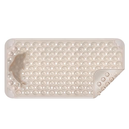 HMIEPRS Tapis de Bain Antidérapant, Tapis de Massage pour Les Pieds avec Brosse en Forme de Dauphin et Ventouses, Tapis de Douche pour Baignoires et Salles de...