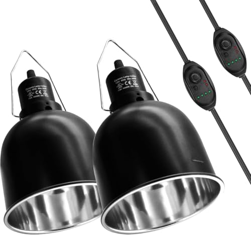 5.5 Inch Deep Dome Reptile Heat Lamp Fixture with Dimming Switch and Timer