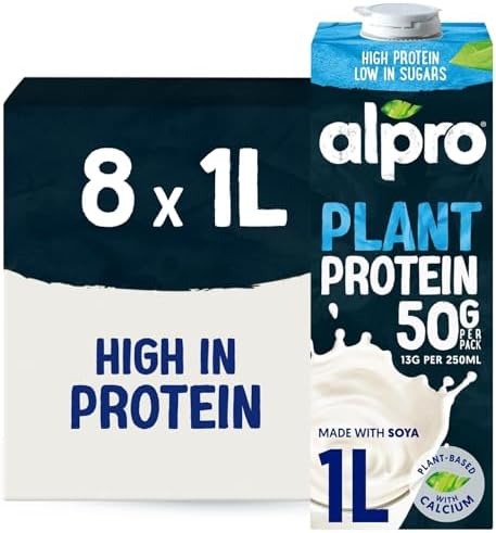 Alpro Soya Drink - High Protein - Plant-Based Long Life Dairy Free & Lactose Free Milk Alternative - 1L (Pack of 8)