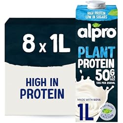 Alpro Soya Drink - High Protein - Plant-Based Long Life Dairy Free & Lactose Free Milk Alternative - 1L (Pack of 8)