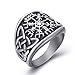 Elfasio Men Stainless Steel Rings Viking Valknut Pirate Compass Text Symbol Vintage Jewelry Size 10