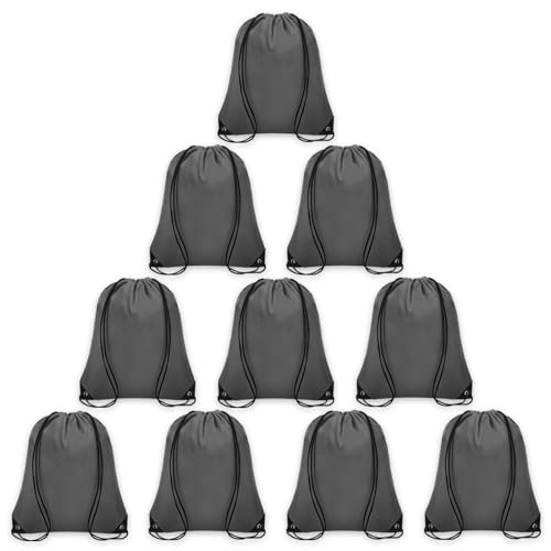 Grneric 10PCS Drawstring Backpack Bulk Polyester Cinch Bags for Gym Sports
