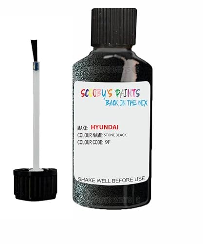 Scoobys Paints Back In The Mix Stone Black Touch Up Paint For Hyundai I10 9F 2006-2014 30Ml Bottle Brush Scratch Stone Chip Repair Pen