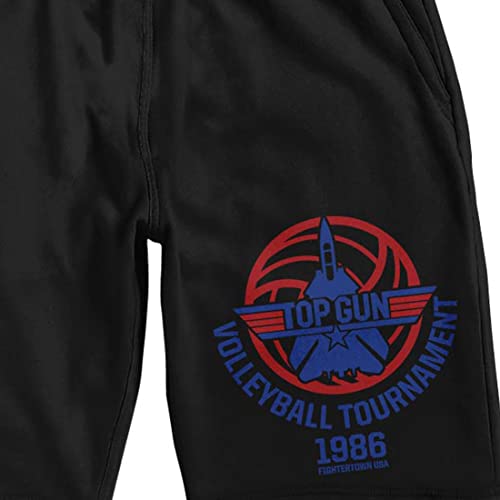 Top Gun Classic Movie Neon Logo Men's Black Sleep Pajama Shorts2