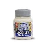 Pintura Acrilex Textil, especial para crear tus diseños en tela, son colores mezclables entre si, con base de agua. Aconsejable usar en tejidos naturales , que no sean sintéticos, como la licra., Aplicar, con pincel, esponja . Intentando no dejar demasiada cantidad., Aconsejable enjuagar la prenda antes simplemente con agua para eliminar el apresto y detergentes, dejar secar 72h y fijar con plancha.