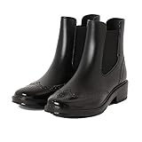 [アイモハ] レインブーツ レディース ショート サイドゴア オックスフォード 靴 軽量 防水 撥水 長靴 (38, ブラック)