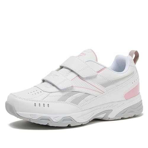 Reebok Rapid Strike KC Walking Shoes for Women, Hook & Loop Womens Sneakers, White-Light Pink-Light Grey, 8.5 Wide