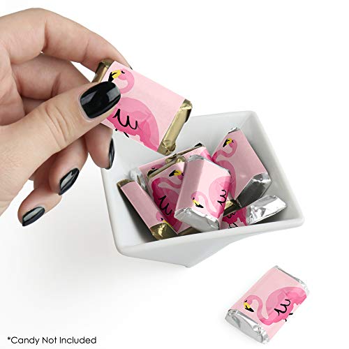 Pink Flamingo - Mini Candy Bar Wrapper Stickers - Tropical Summer Party Small Favors - 40 Count #TOP1