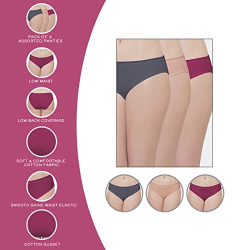 Image of Wacoal Women's Cotton|Low Waist|Medium Coverage|Everyday Wear|Pack of 3| Bikini Panty
