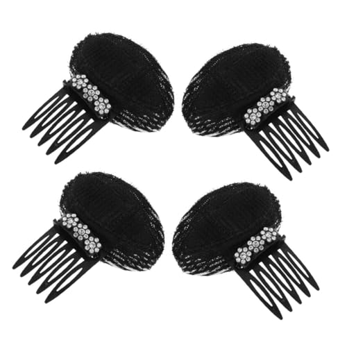 GANAZONO ラインストーンフラワーヘアクリップ シームレスヘアコーム レディースラインストーンヘアピン 結婚式用自然なボリューム 母の日向けウェディングヘアピース 4個