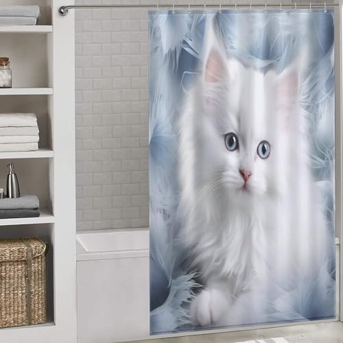 Rideau de douche chat lavable en machine avec tissu déperlant durable - 2