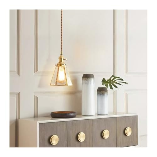 Lustre en cuivre et verre soufflé transparent pour loft moderne