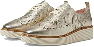Cole Haan Women's Originalgrand Platform Wingtip Oxfords, Gold Talca/Ivory, 10-B US