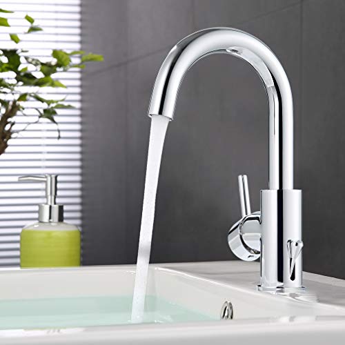 ubeegol 360 ° giratorio grifo baño alto lavabo grifo monomando cromo latón baño grifo mezclador para lavabo cocina Cover