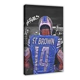YANGGUANG Amon-Ra St. Brown Poster Football Signed Canvas Bedroom Wall Decor Print Picture Office Dorm Room Decor Gifts Frame:12x18inch(30x45cm)