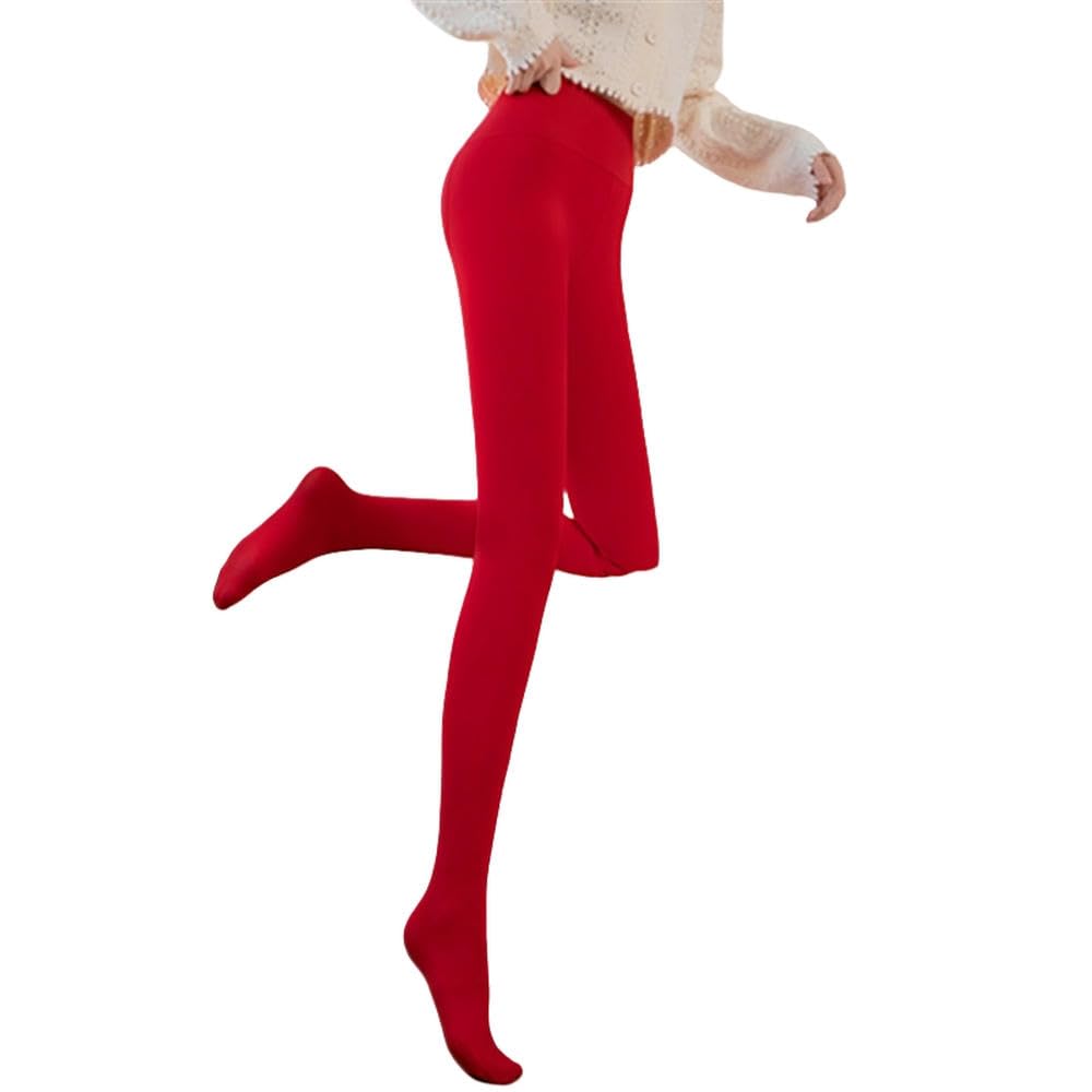 Collant Termici Donna Inverno Spessi di Grandi Dimensioni di Grandi Dimensioni Femminile di Collant da Donna Color Gambings Bianco-rosso-300 Grammi