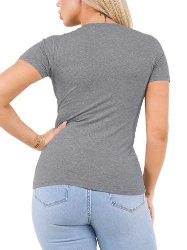 4 Pack Cotton Tee V Neck T Shirts for Women Short Sleeve Tshirt Basic Tees Ladies Plain Vneck Tshirts Casual Womens Tops Undershirt Camisetas para Mujer De Algodon - Multipack-12 Small by Sugar Sunday - Used condition - Image 8