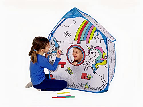 Color Your Own Tent For Kids - Indoor Playhouse Pop Up Tent For Boys And Girl Comes With Six Washable Ink Color Pens #TOP10